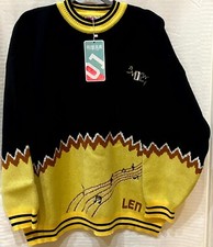 Hatsune Miku Crewneck Embroidered Knit Sweater Black Yellow Womens L