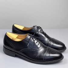 BARKERS Mens Shoes Black Leather Oxford UK 9 US 10 Polished Hi-Shine Alfred