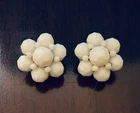 Vtg Milk Glass Cluster Clip On Earrings Hong Kong MCM Grandma Costume Jewelry
