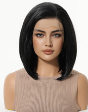 12 inches Bob Black Lace Front Heat Resistant Fiber Synthetic Wig For Women