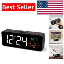 User-Friendly Plug-in Alarm Clock with 3 Volumes & Temperature for Everyday Use