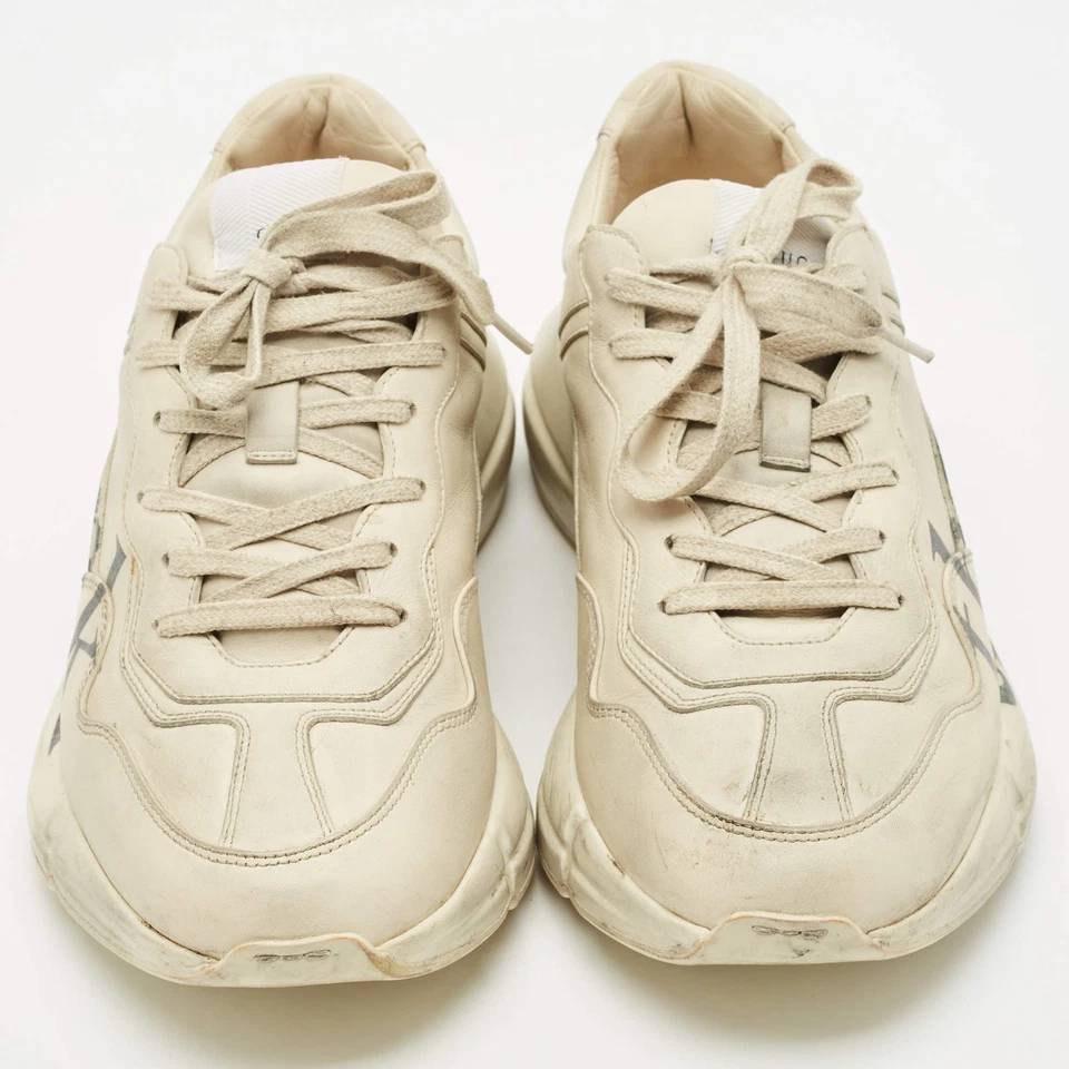 Gucci Cream Leather Rhyton Lace Up Sneakers Size 42 - image 3 of 4