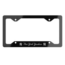 New York Yankees Black License Plate Frame - Made Of Premium White Aluminum