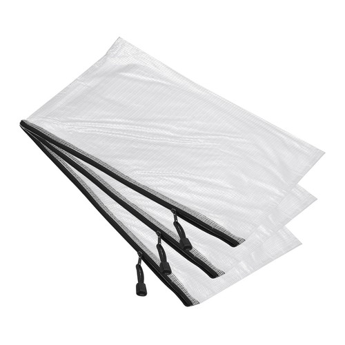 3 Pack Mesh Zipper Bags, A3 Mesh File Pockets Plastic Pouch Travel Bag(Black)