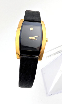 Movado Ladie's Vintage LaNouvelle ''Curvex'' 18k G/P Watch W/Blk Ltr Strap