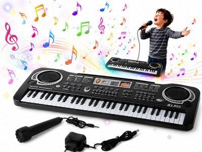 Kinder Keyboard 61 Tasten Mikrofon Elektronisches Klavier Lernkeyboard
