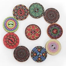 200 Pcs 25mm Mixed Color Assorted Wooden Buttons for Crafts 2-Hole Round