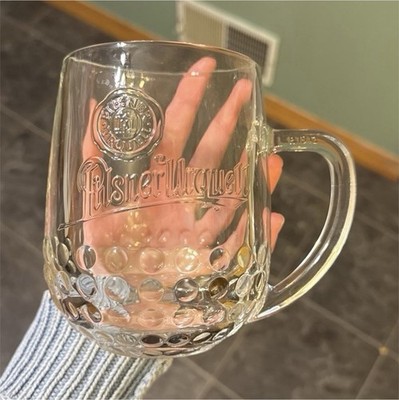 Pilsner Urquell Vintage Clear Glass Beer Mug Breweriana Collectible