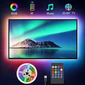 TV Backlight Music Sync RGB LED Strip USB Powered for 15-80 Inch TV PC Monitor