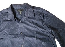 Banana Republic Men's Large Slim Fit 16-16.5 34/35 Long Sleeve Button Navy AOP