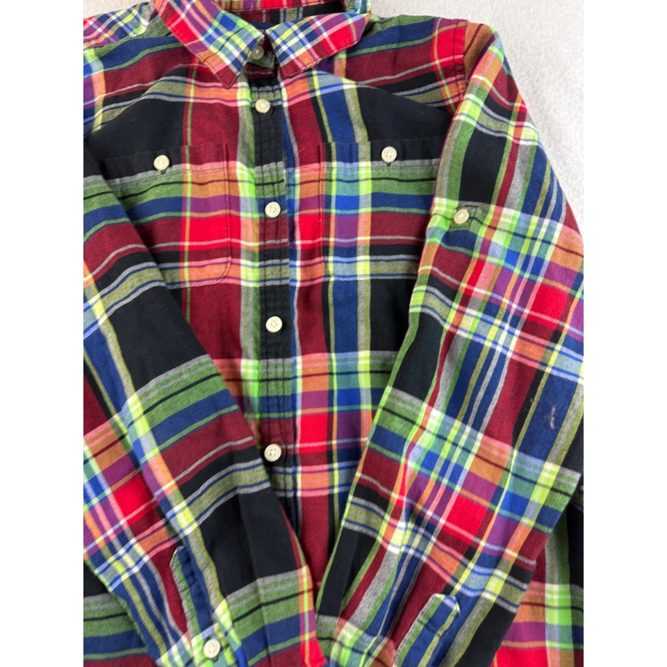 Camisa Ralph Lauren de franela a cuadros con botones para niños talla 16 colorida Foto 3 de 4