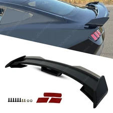 Glossy Black Rear Trunk Spoiler Wing  Wickerbill Set For 2024 2025 Ford Mustang