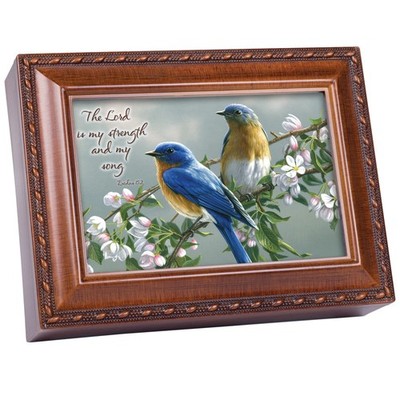 Watchful Birds Woodgrain Rope Trim Inspirational Music Plays Amazing Grace
