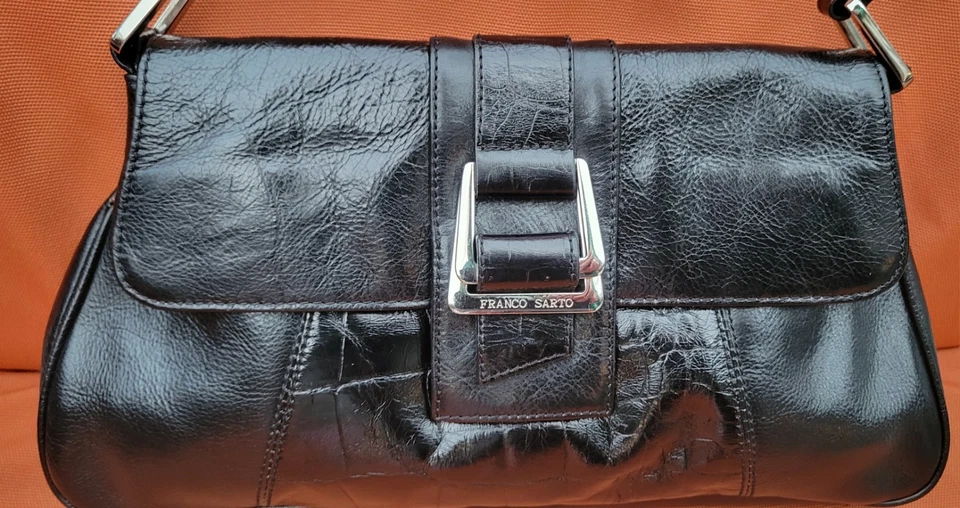 Franco Sarto Black Leather Purse Handbag Shoulder Bag Stachel - Image 2 of 4