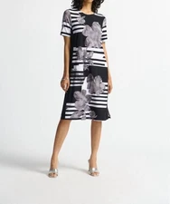 Joseph Ribkoff Floral Stripe Print Dress Size 8 (UK 10)