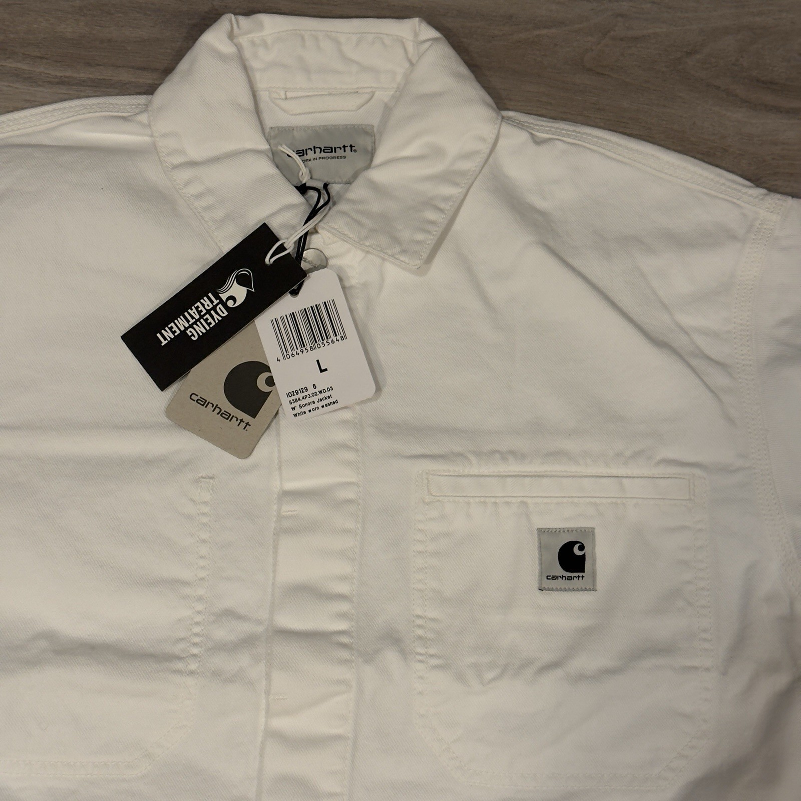NWT NEW Carhartt WIP W' Sonore Jacket Size L LARGE White worn washed thumbnail 2