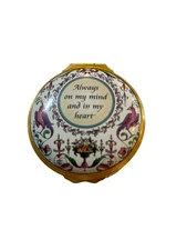 Halcyon Days Enamel Trinket Box “Always On My Mind….” Round England EPOC