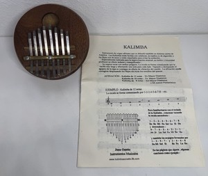 Handmade 4” Kalimba Thumb Piano Folk Instrument w/ Spanish Instruction Booklet