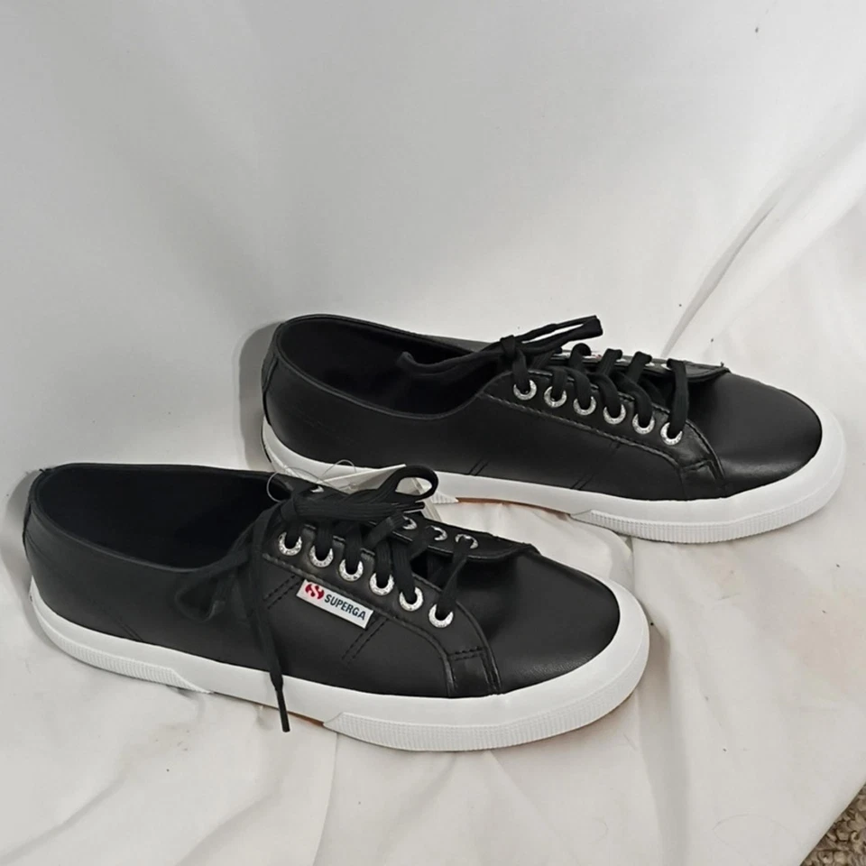 NWT Superga Black-white Napa Leather Lace-Up Shoes Women's Size 8.5 Mens SZ 7 - Image 3 of 4