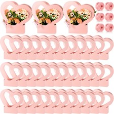Geyoga 36 Pcs Mother's Day Flower Bags and 6 Ribbons Heart Shaped Bouquet Box