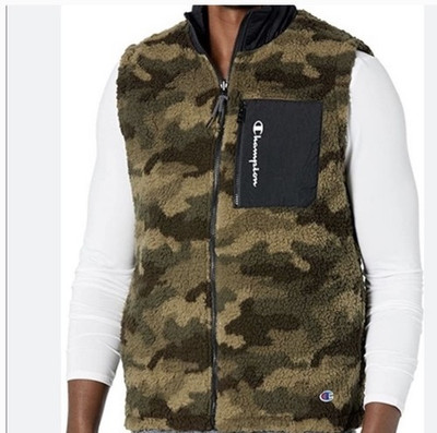 #ad 🔥NWT Champion High Pile Reversible Sherpa Fleece Green Camo Vest Men’s Small $29.98