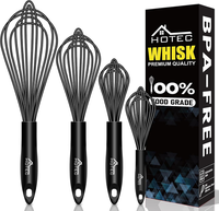 Hotec Schneebesen Set,RüHrbesen 4 StüCk Schneebesen Silikon，Edelstahl RüHrbesen