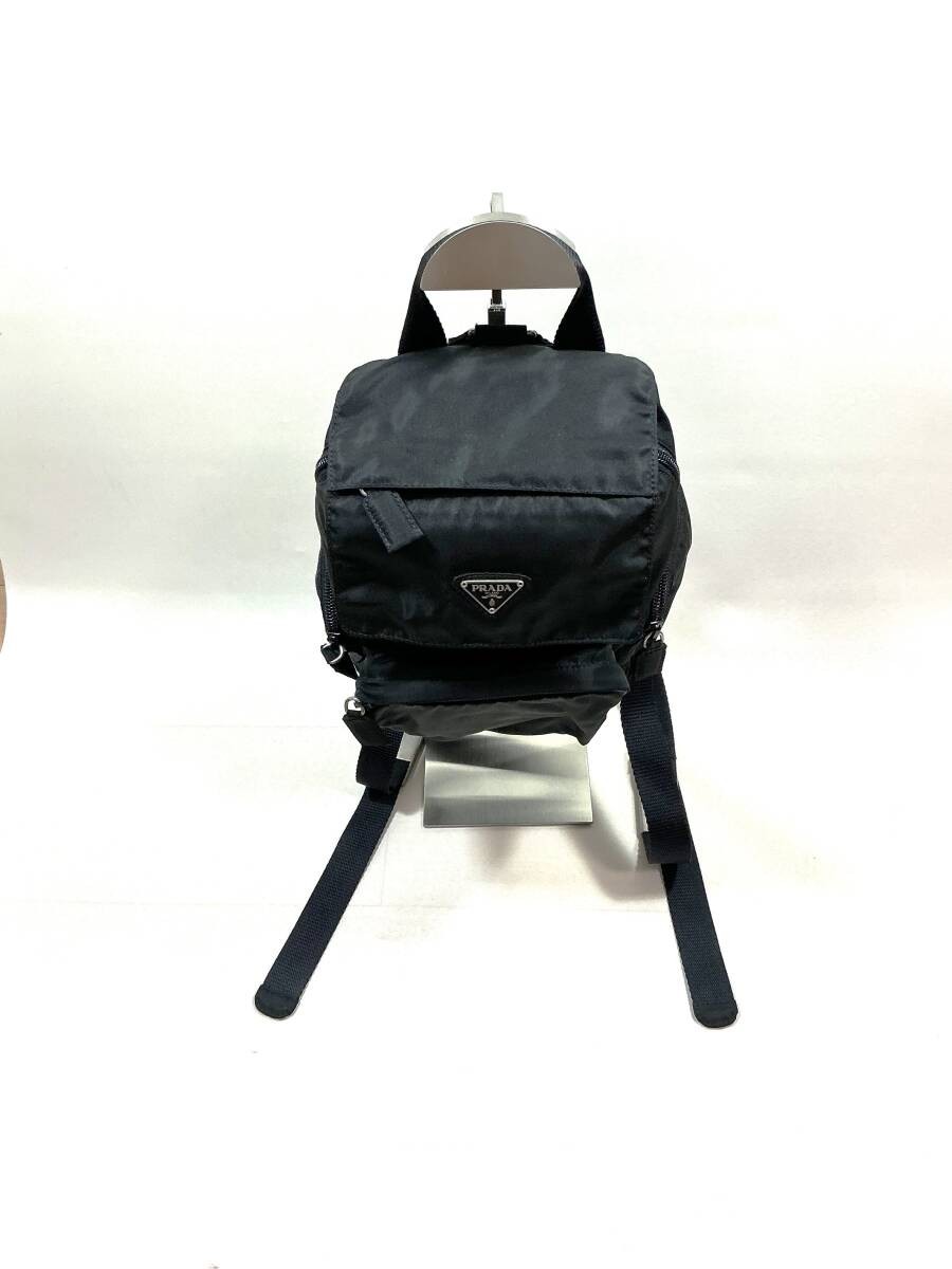 PRADA Nylon Mini Backpack Bag Black SV Metal Parts Made in Italy Triangle Logo P thumbnail 2