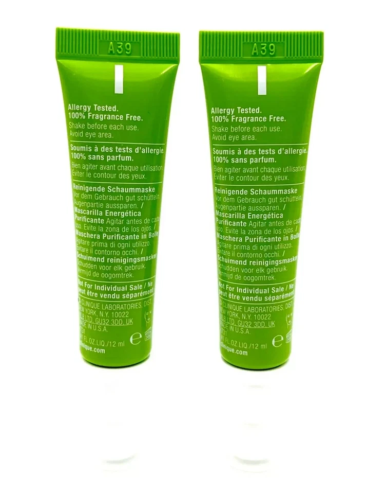 2x Clinique Pep-Start Mascarilla Purificante Doble Burbuja 0.41oz/12ml Cada Nueva Sin Caja Foto 2 de 2