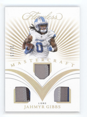 #ad 2025 Panini Flawless Mastercraft Jahmyr Gibbs #M JGS Triple Patch 11 15 $150.00