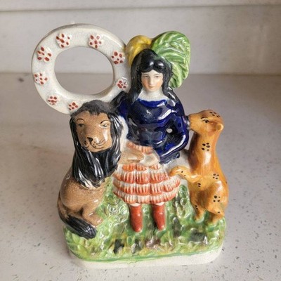 Rare, vintage Staffordshire flat back Lion Tamer Figurine