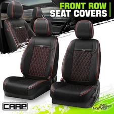 Universal Diamond Stitch Mesh Fabric Black/Red/Gray Front Pair Car Seat Covers