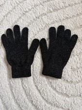 Handschuhe, schwarz mit Glitzerfäden, neu