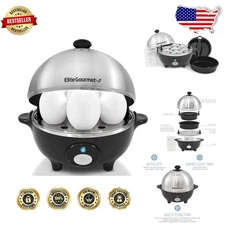 Deluxe Electric Egg Cooker 7 Eggs Soft Medium Hard Boiled Poacher Omelet Maker