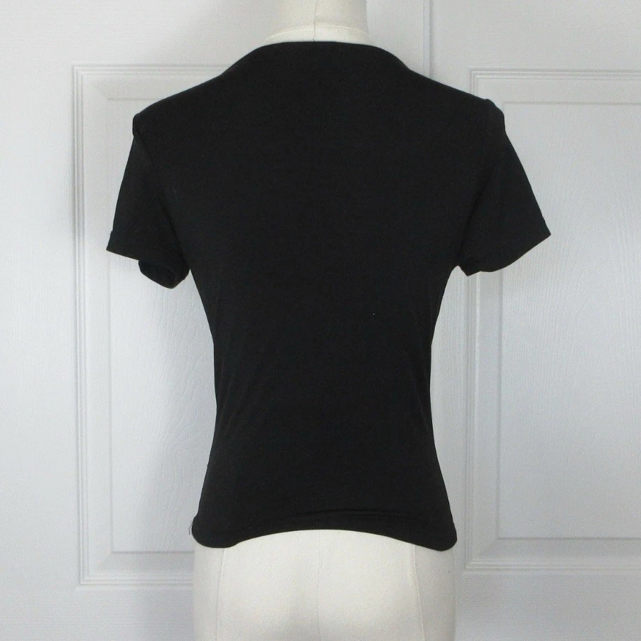 Top Ambiance para mujer pequeño negro ajustado cuello en V Foto 2 de 4