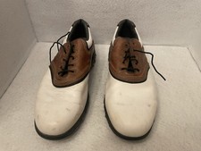 Footjoy Mens 10 XW Contour Series White/Brown Waterproof Saddle Golf Shoes 54024