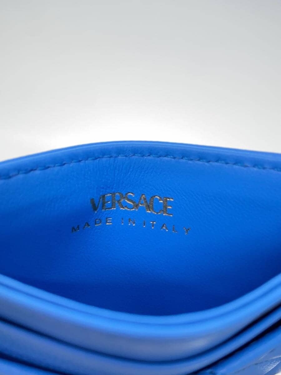 VERSACE Medusa Card Case Leather BLU Plain Women's thumbnail 3