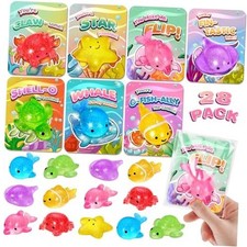 Day Cards for School, 28 Pcs Cute Ocean Squishy Toys with Kids Valentines'