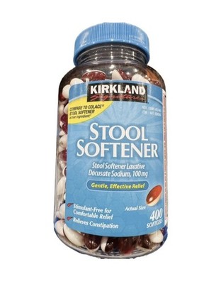  KIRKLAND SIGNATURE  STOOL SOFTENER  100 mg 400 Ct Softgels Compare To COLACE.