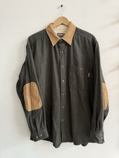 Woolrich Loden Wool Blend Button Up Shirt In Green Elbow Patches Men s XL Pocket