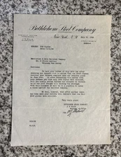 BETHLEHEM STEEL CO PA  Letterhead LETTER  EPHEMERA New York July 31, 1928