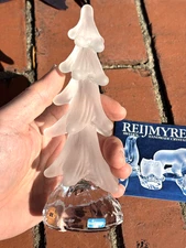 Mid century Reijmyre Frosted 7" Crystal Christmas TREE Vintage in box HANDMADE