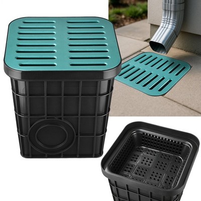 16x16x16'' Catch Basin Fiberglass Grate Debris Basket, A15 French Drain for Yard-