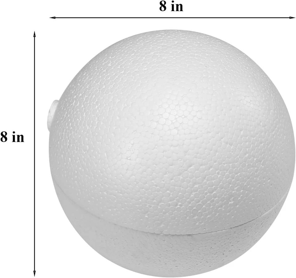 2 PIEZAS 8 pulgadas huecas media espuma bolas huecas cúpula de poliestireno bolas artesanales huecas Foto 3 de 3