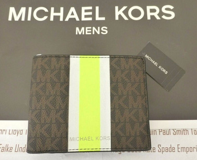 MICHAEL KORS Bifold Geldbörse Herren MK Logo Print & Panel Pu Geldbörsen in 2 Farben NEU