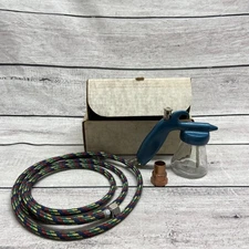 Vintage Paasche H Airbrush Set With Jar Air Hose & Copper Adapter/Coupler - Teal