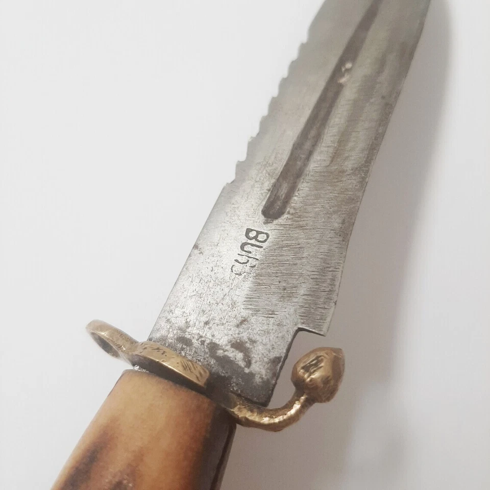 Antiguo cuchillo turco otomano, mango de cuchillo de caza hecho en Bursa vaina original Foto 3 de 4