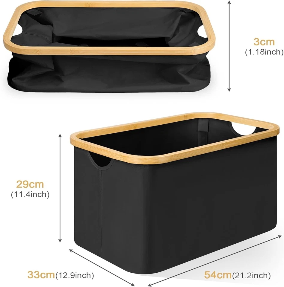 Wäschekorb Faltbar 50 Liter Wäschebox Bambus Stoff Wäsche Aufbewahrung Korb C510 - Bild 2 von 4