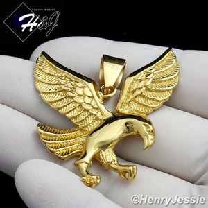 Authentic MEN's 3D Silver/Black/Gold Plated EAGLE Charm Pendant*P95