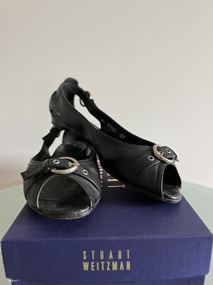 stuart weitzman Nappa schwarz offene Ballerina Gr. 37