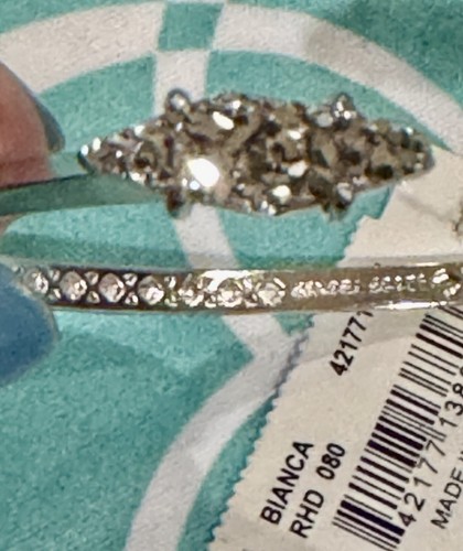 KENDRA SCOTT Silver Glitz DRUSY QUARTZ Adjustable BANGLE BRACELET NEW w/TAG/BAG - Picture 2 of 8